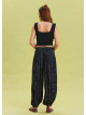 Elastic Waist Lace Detailed Anthracite Viscose Trousers 4539